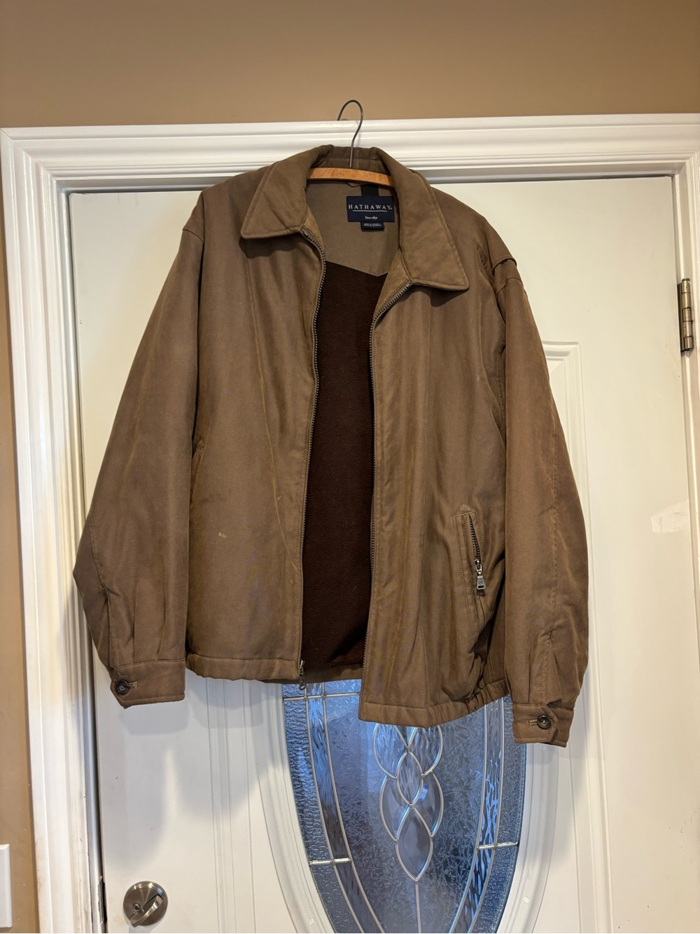 Hathaway Men's Brown Bomber Jacket with Zip Pockets.